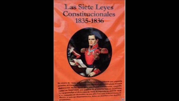 En 1836 se promulga la Constitución de Siete Leyes