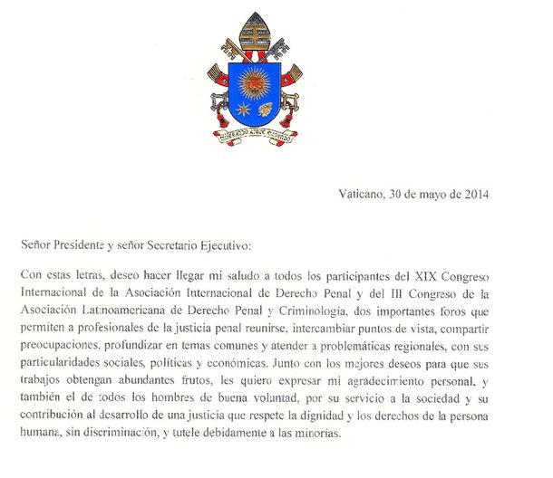 El papa le escribió  a Zaffaroni: El aumento de penas no baja los índices de delincuencia