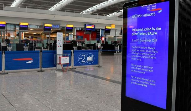 British Airways canceló todos sus vuelos por un paro de pilotos