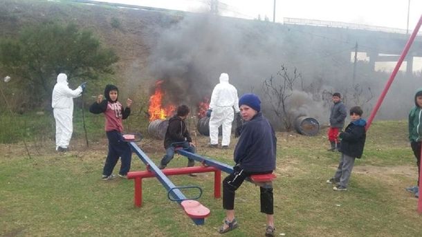 La quema se hizo en la plaza de un barrio rosariono el fin de semana&nbsp;