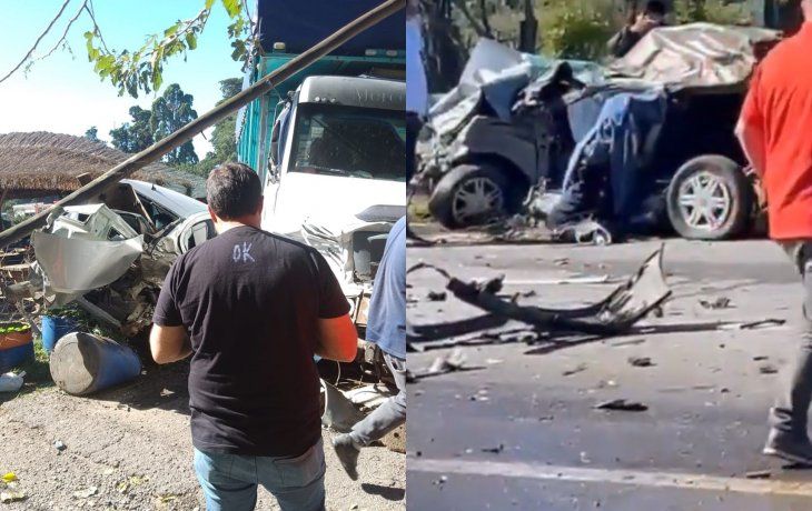 Camión chocó varios autos en Ruta 2 y se incrustó contra una parrilla: al menos un muerto