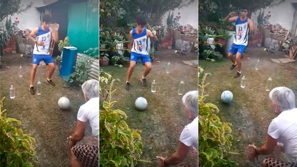VIDEO: La abuela que entrena a su nieto en cuarentena