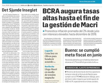 Tapas de diarios del viernes 20 de julio de 2018