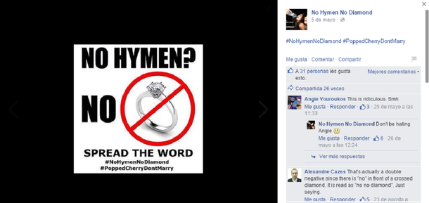 Polémico grupo en Facebook: ¿No hay himen? No hay diamante