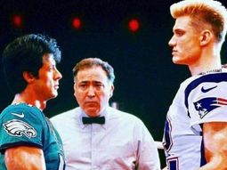 Rocky Balboa, de Filadelfia como los campeones, se dispone a vencer a un Iván Drago de los Patriots