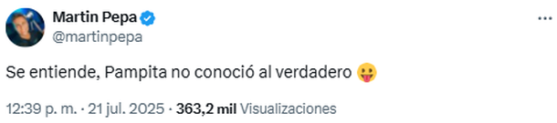 El sorpresivo comentario de Martín Pepa, ex Gran Hermano, tras la separación de Pampita
