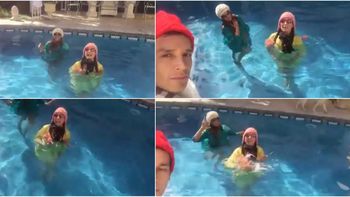 Moria y sus amigos desde la pileta climatizada Moria y sus amigos desde la pileta climatizada