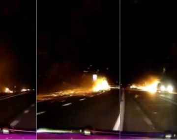 VIDEO: un patrullero persiguió una bola de fuego en la ruta