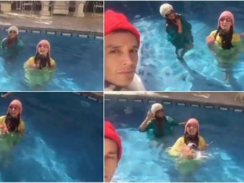 Moria y sus amigos desde la pileta climatizada
