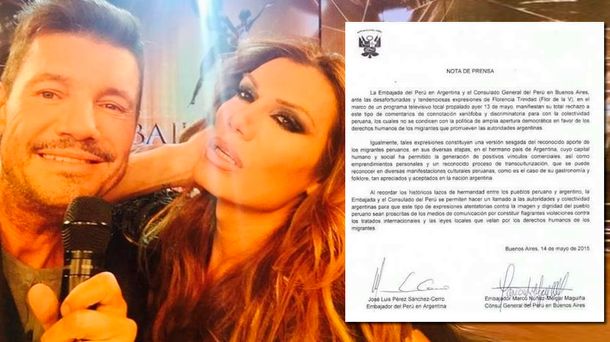 El comunicado de la Embajada de Perú tras los polémicos dichos de Flor de la V en Showmatch