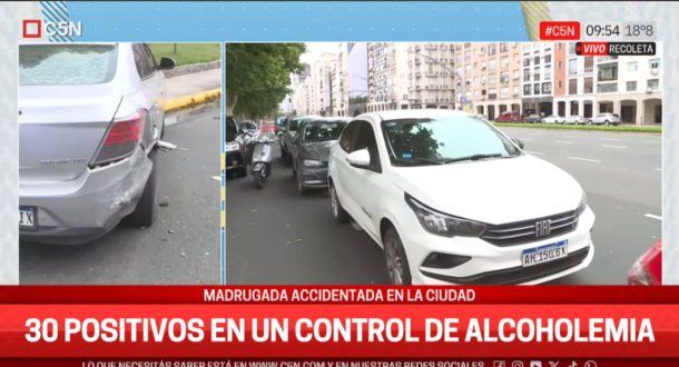 Madrugada caótica: hubo 14 choques, 25 asistidos y crecen los positivos de alcoholemia