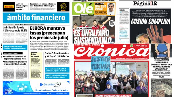 Tapas de diarios del miércoles 12 de julio de 2017