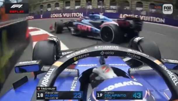 El choque de Alex Albon a Franco Colapinto que lo complicó en el GP de Azerbaiyán