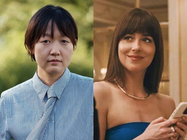 Celine Song y Dakota Johnson.&nbsp;