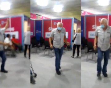 VIDEO: El festejo de un adulto mayor tras recibir la vacuna contra el coronavirus
