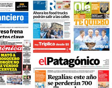 Tapas de diarios del 25 de noviembre de 2016