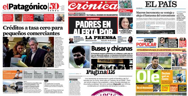 Tapas de diarios del sábado 6 de mayo de 2017