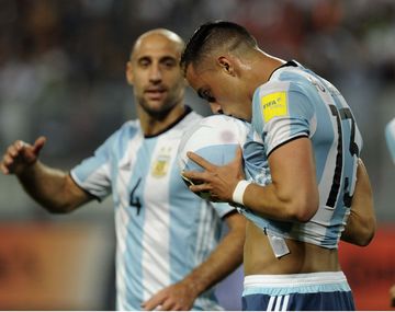 El festejo de Ramiro Funes Mori frente a Perú.