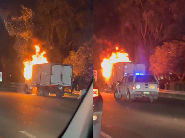 Se incendió un camión en la avenida Lugones