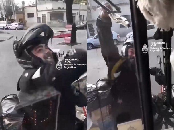 Lomas del Mirador: un motociclista rompió el parabrisas de un colectivo tras una discusión
