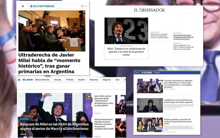 Así repercutió en los medios internacionales el triunfo de Milei en las PASO