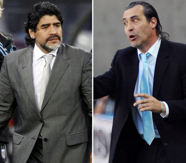 Maradona y Batista, dos ex técnicos de la Selección en la mira All Boys