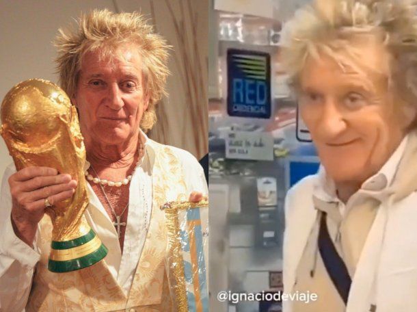 Rod Stewart en Argentina: posó con la Copa del Mundo y visitó una ferretería