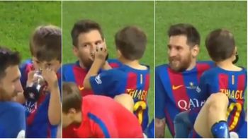Lionel Messi y Thiago tras el partido del Barcelona Lionel Messi y Thiago tras el partido del Barcelona