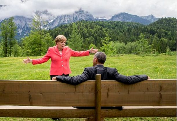 La foto de Merkel y Obama en la cumbre del G7 que se viralizó en las redes