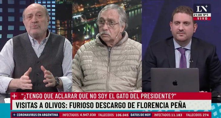 Brandoni defendió a Florencia Peña y dejó mudos a los periodistas militantes del macrismo Leuco y Viale