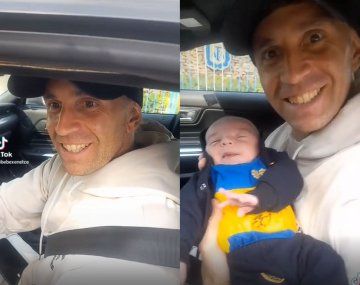 La reacción del Dibu al recibir un bebé con la camiseta de Boca para una foto