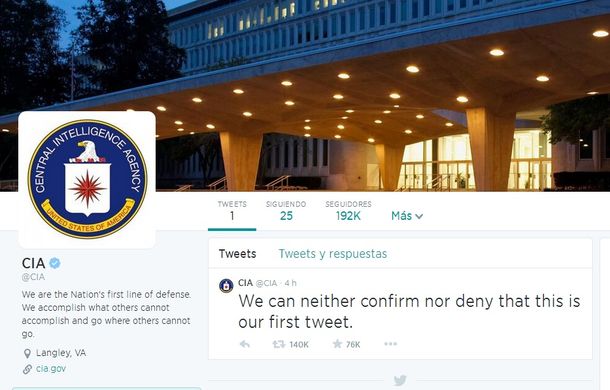 Con humor, la CIA inauguró su perfil en Twitter