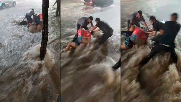 VIDEO: Impresionante rescate de una mujer arrastrada por las inundaciones en Tucumán