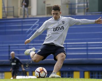 Cristian Pavón en el que puede ser uno de sus últimos entrenamientos en Boca