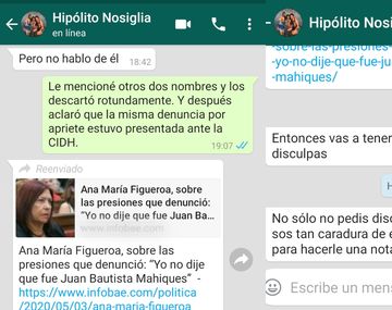 Los chats que recibió Mariano Martín