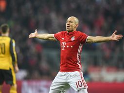La celebración de Arjen Robben ante Arsenal La celebración de Arjen Robben ante Arsenal