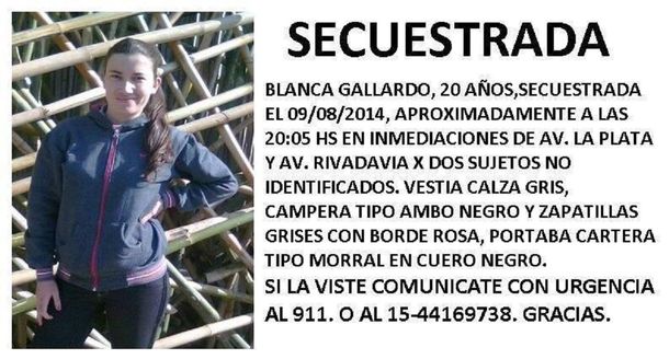 Desesperada búsqueda de una joven secuestrada en el barrio porteño de Caballito