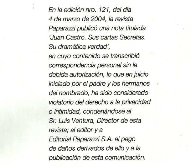 Luis Ventura cumplió la condena por el juicio de Juan Castro
