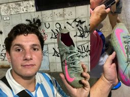 Adrián Maravilla Martínez tiró sus botines a la gente de Racing tras su charla con Dios y apareció el dueño