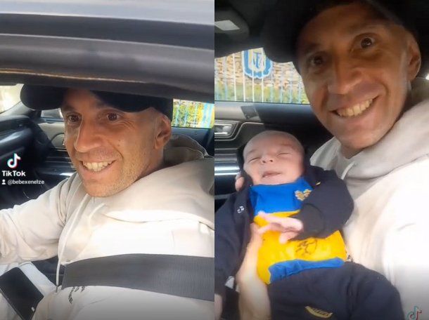 La reacción del Dibu Martínez al recibir un bebé con la camiseta de Boca para una foto