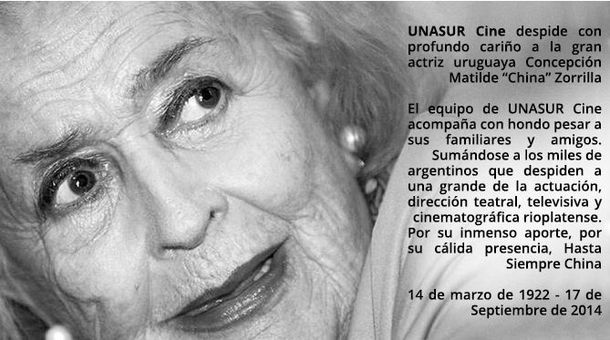 El Festival Unasur Cine le rindió un sentido homenaje a China Zorrilla