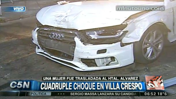 Cuádruple choque en Villa Crespo: una mujer resultó herida