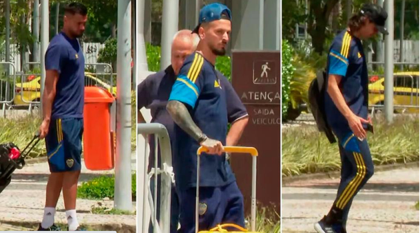 Tristes y cabizbajos: la dura vuelta de los jugadores de Boca tras la derrota ante Fluminense