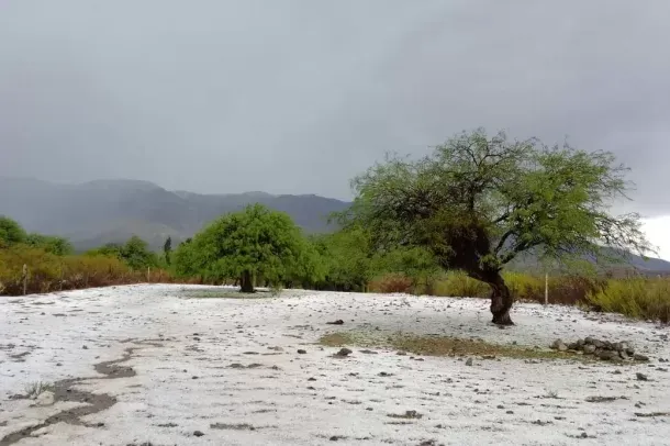 Tormenta de granizo cubrió de blanco una ciudad tucumana
