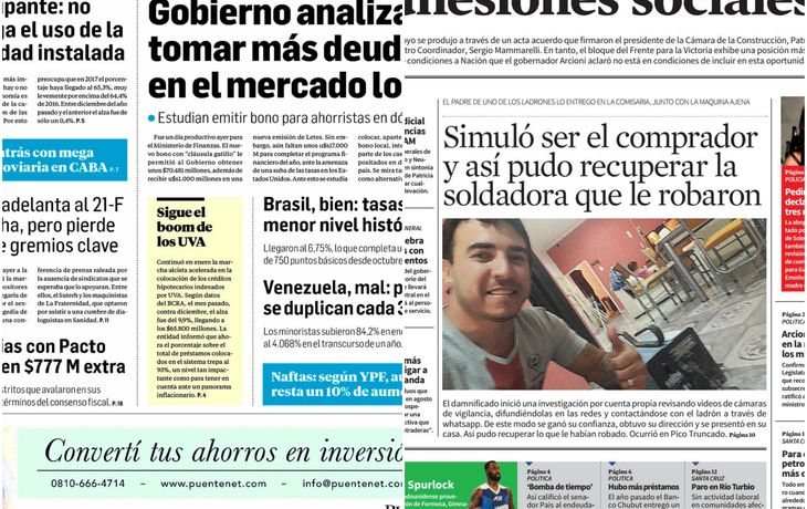 Tapas de diarios del jueves 8 de febrero de 2018