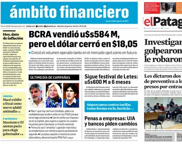 Tapas de diarios del jueves 10 de agosto de 2017