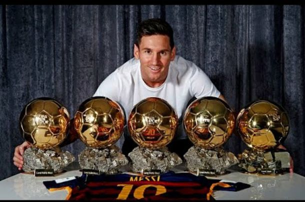 Messi y sus cinco Balones de Oro