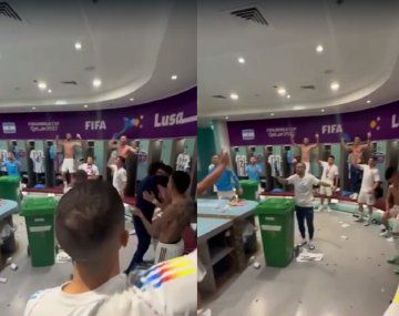 El festejo de Argentina en el vestuario con dedicatoria a Brasil