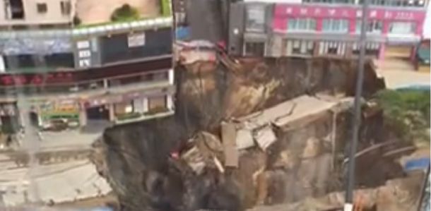 Video: Un pozo se tragó el asfalto de una calle