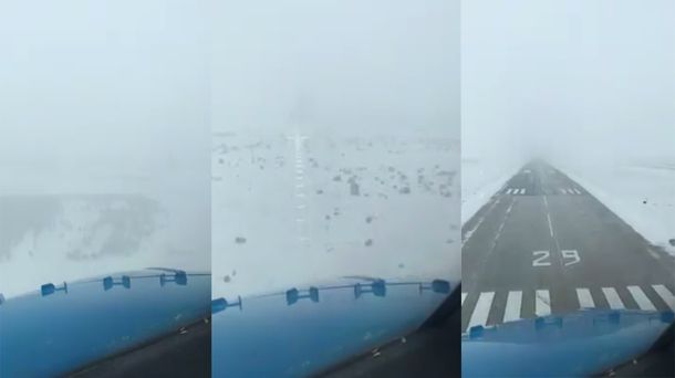 Impresionante aterrizaje en la nieve